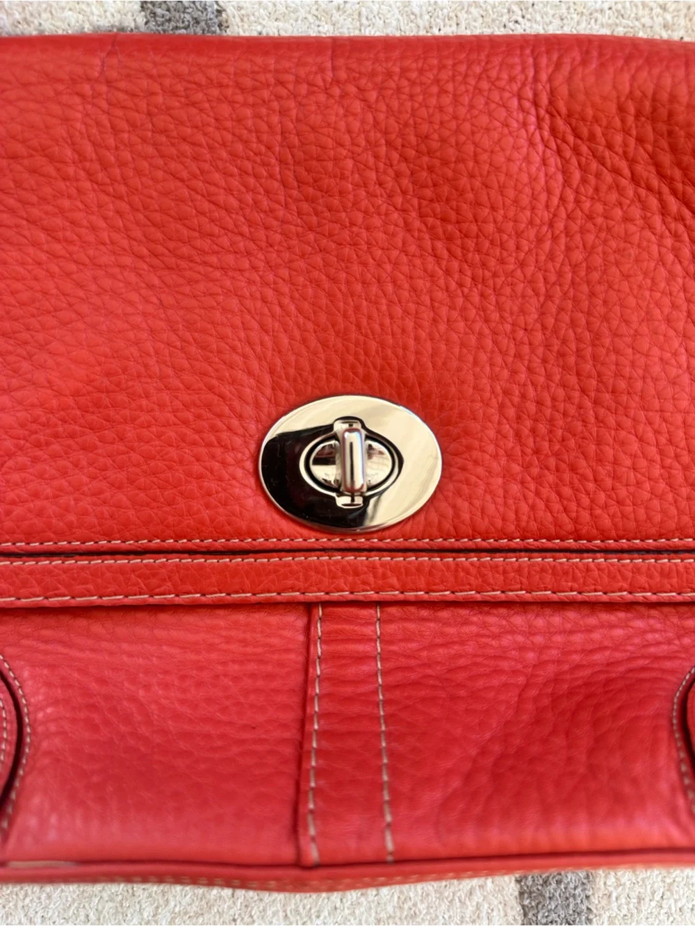 Red Leather Crossbody Shoulder Bag - Classic Turnlock Coach